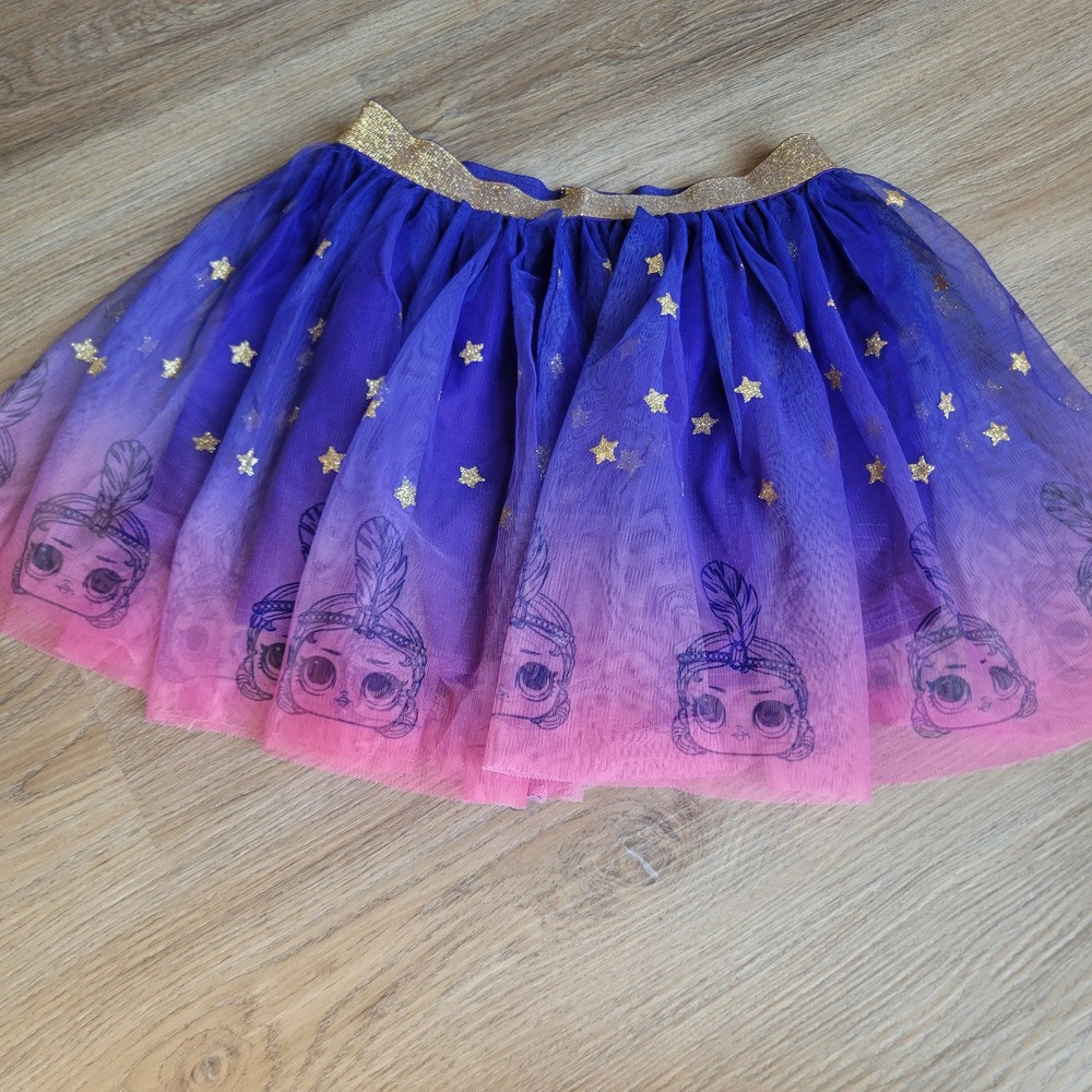 L.O.L. Surprise! Girls Tutu Skirt Size 7/8 Purple Pink Ombre Glitter Star‎ Party